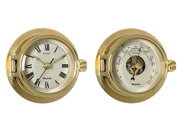 Nauticalia Riviera Brass 3 inch Clock and or Barometer 