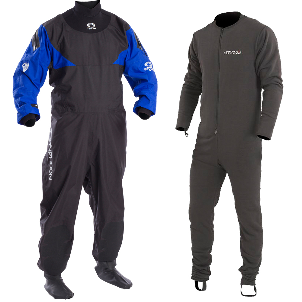 Hypercurve 4 Backzip Drysuit With Free Underfleece - Blue Black