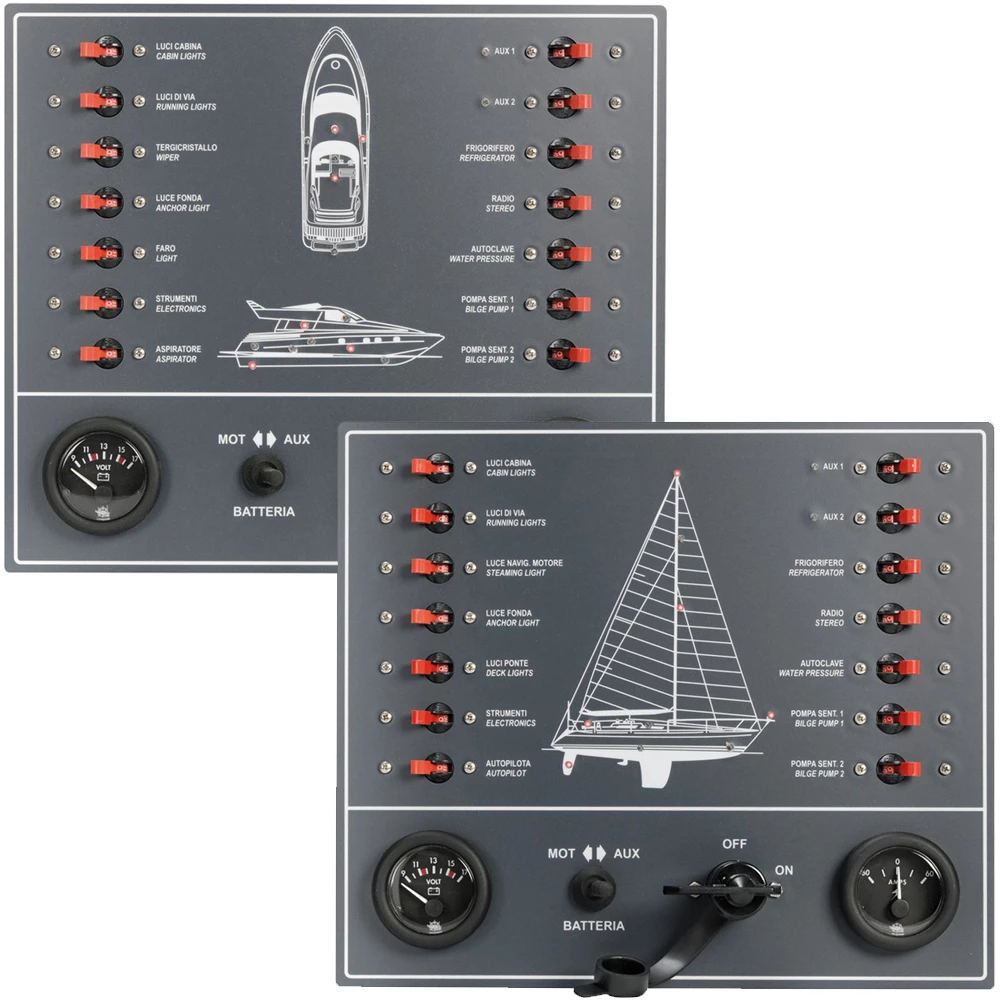 Force 4 14-Way Circuit Breaker Control Panel with Voltmeter Ammeter + Battery Isolator 