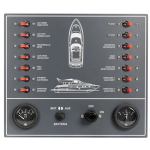 Force 4 14-Way Circuit Breaker Control Panel with Voltmeter Ammeter + Battery Isolator 