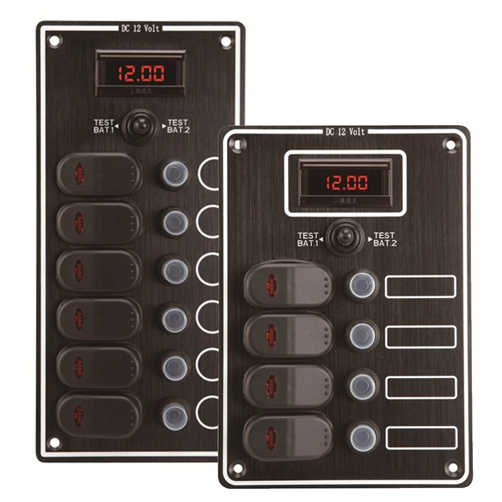 Force 4 Waterproof Switch Panel with Digital Voltmeter