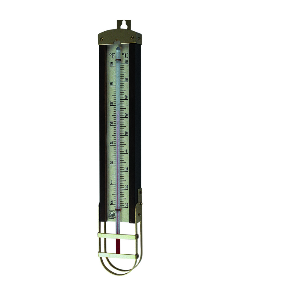 Hardwood & Brass Cased Thermometer