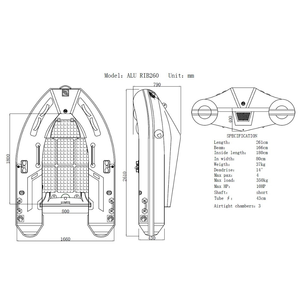 260 Aluminium Hull RIB