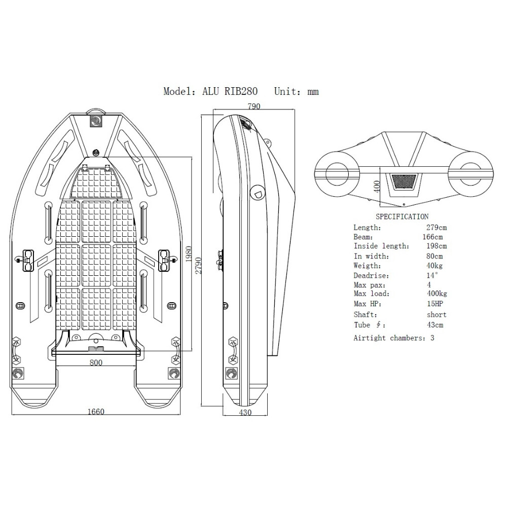 280 Aluminium Hull RIB
