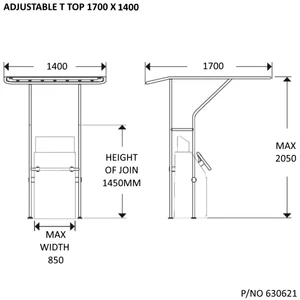 Osculati Adjustable T-Top Kit 1700x1400