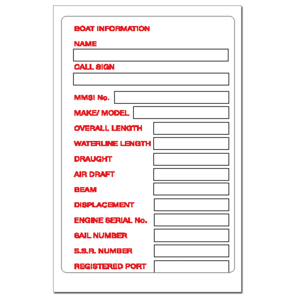 Force 4 Sticker - Boat Information