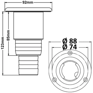 Osculati Deck Filler - Waste 