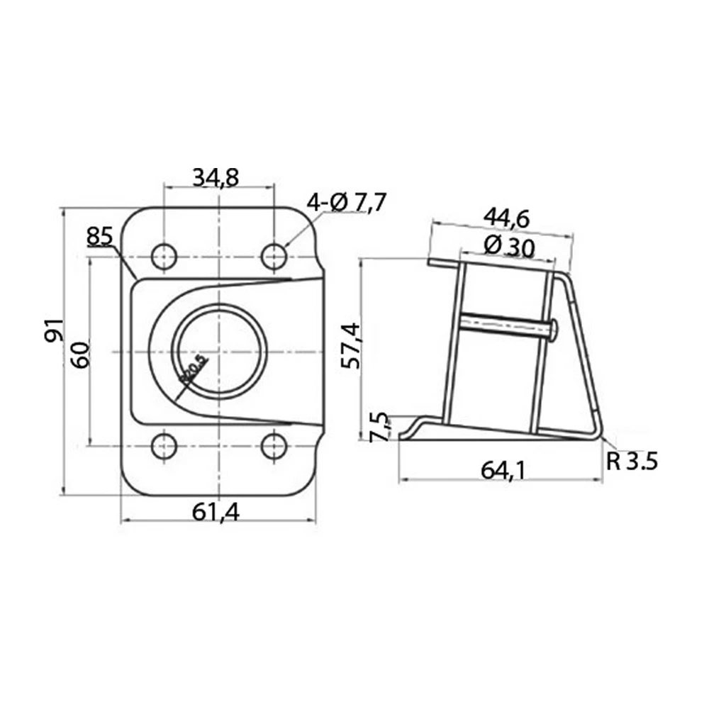 Angled Stanchion Base - Stainless Steel