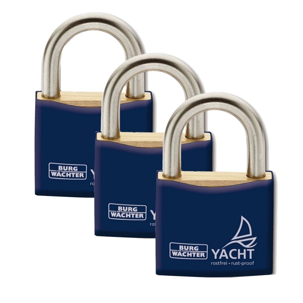 Burg Wachter Marine Rustproof Yacht Padlock 30mm - 3 Pack 