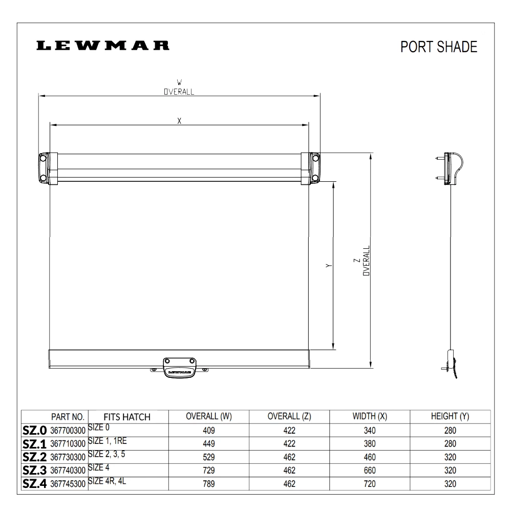 Eclipse Portlight Roller Shade Sz4 (Fits 4R & 4L)
