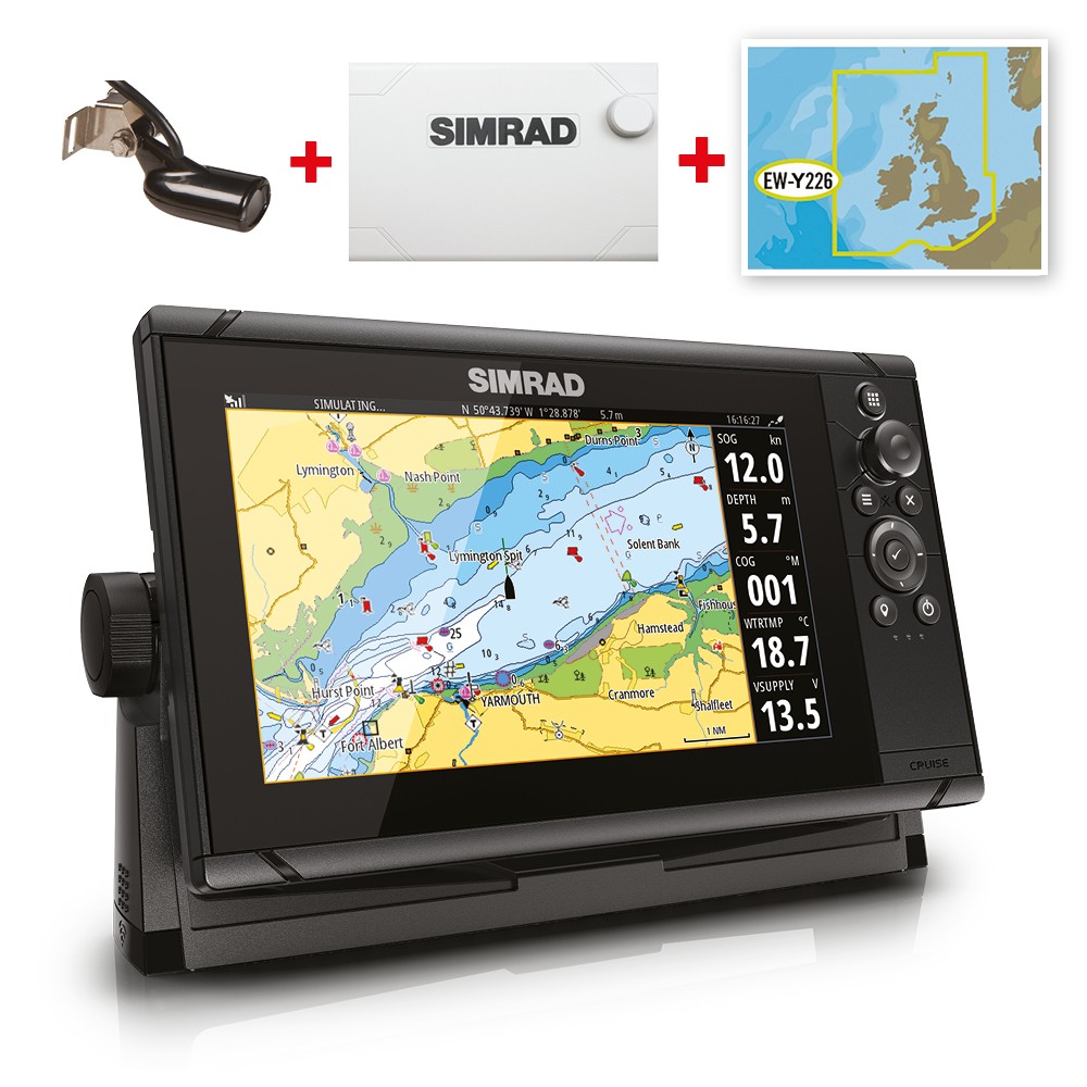 Simrad Cruise 7 Chartplotter with transducer and free UK chart Bundle