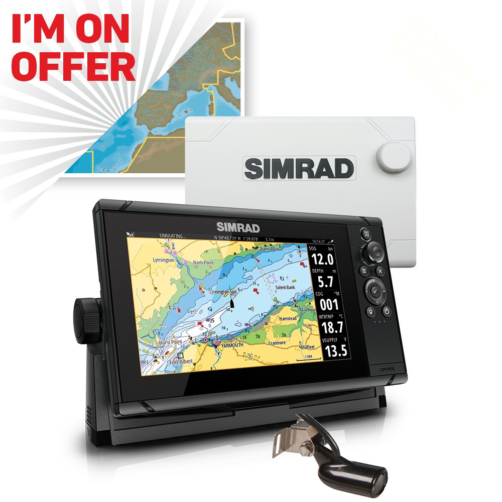 Simrad Cruise 7 Chartplotter with transducer and free UK chart Bundle