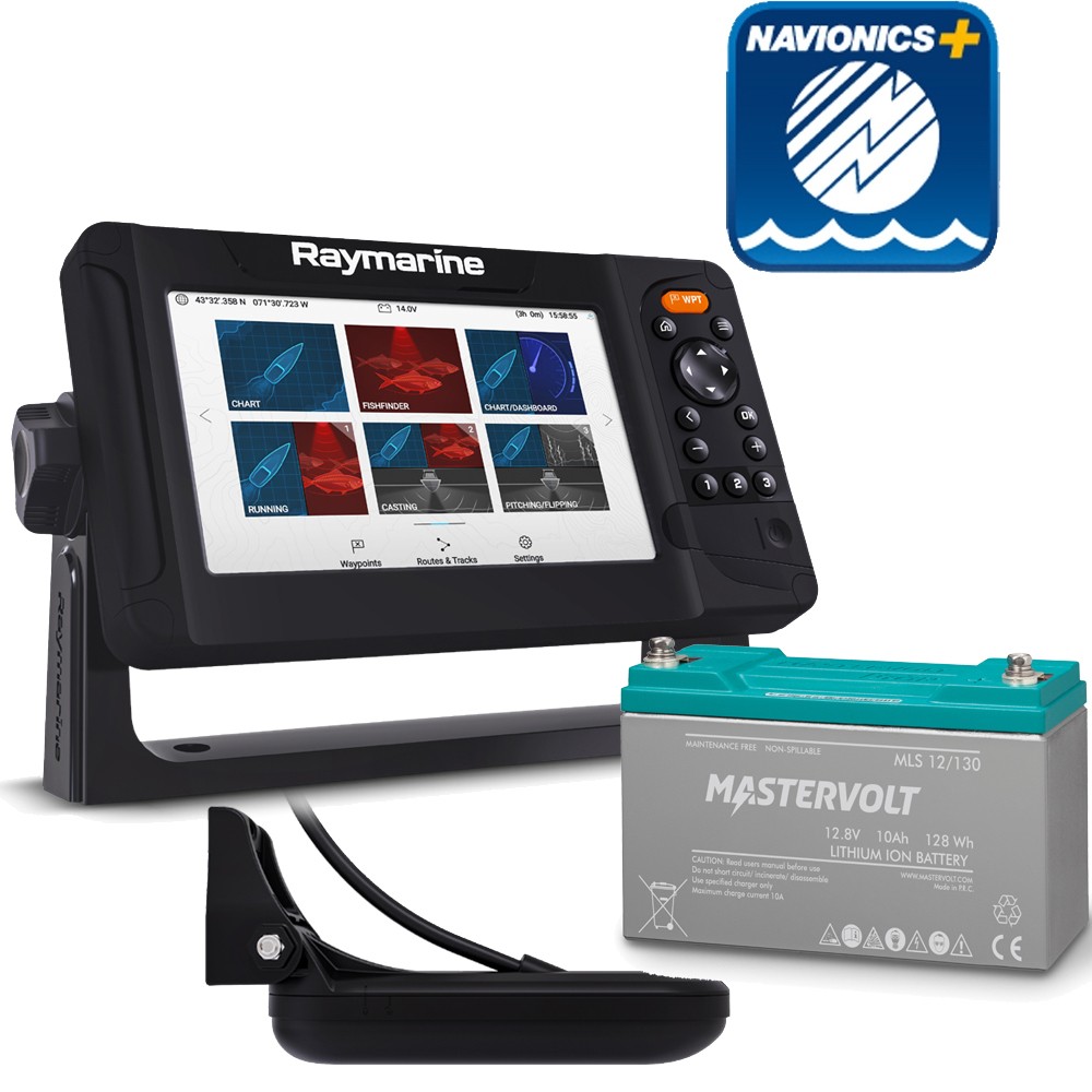 Element 7 HV with HV-100 & Navionics Plus Small and Mastervolt MLS Lithium Ion Battery 10A Bundle