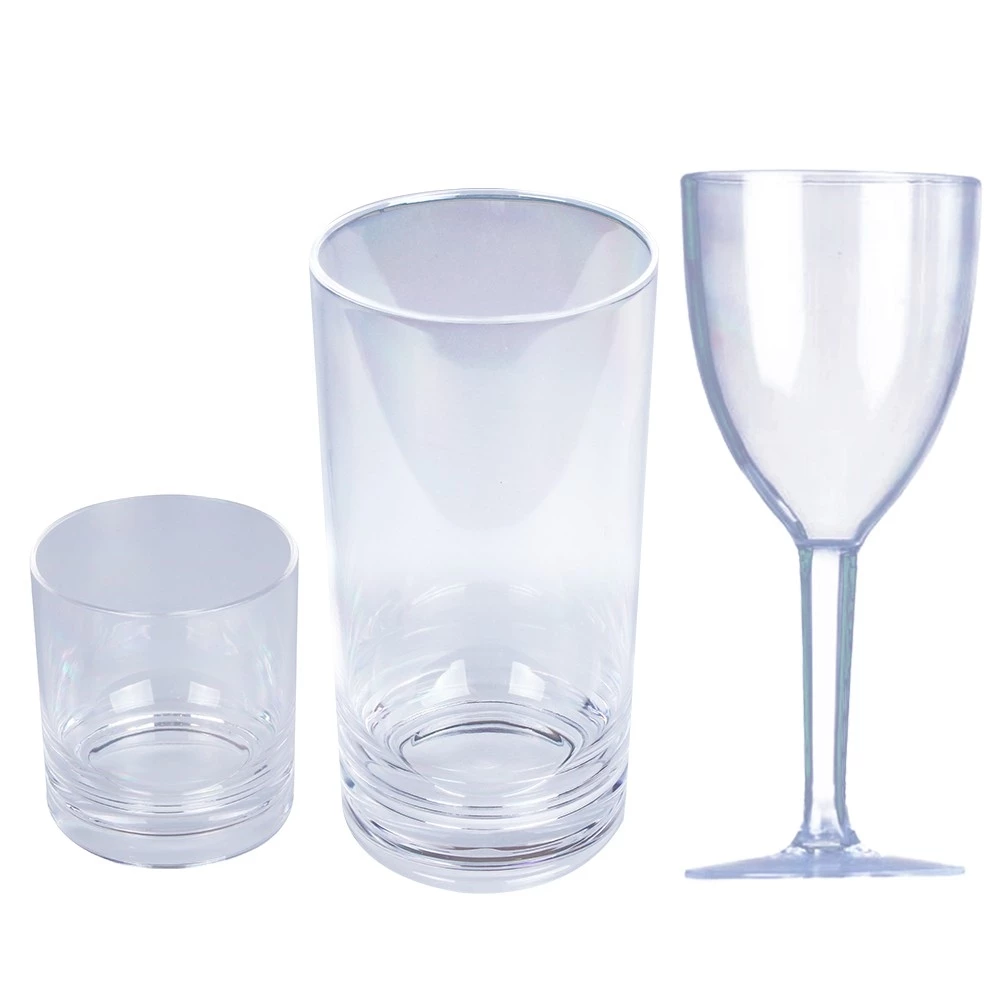Force 4 Set of 18 Clear Acrylic Glassware