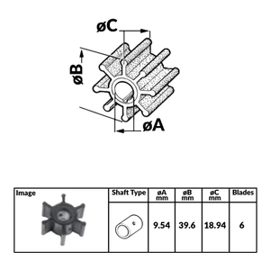 Force 4 Volvo & Yanmar Engine Impeller - 39.6mm 