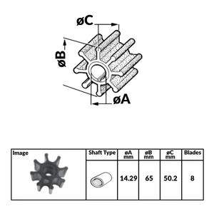 Force 4 Impeller Replaces Volvo OEM 3841697 & Yanmar OEM 120650-42310 