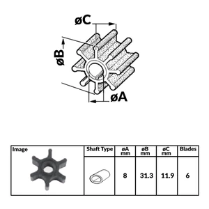 Osculati Yanmar Diesel Engine Impeller - 31.3mm 