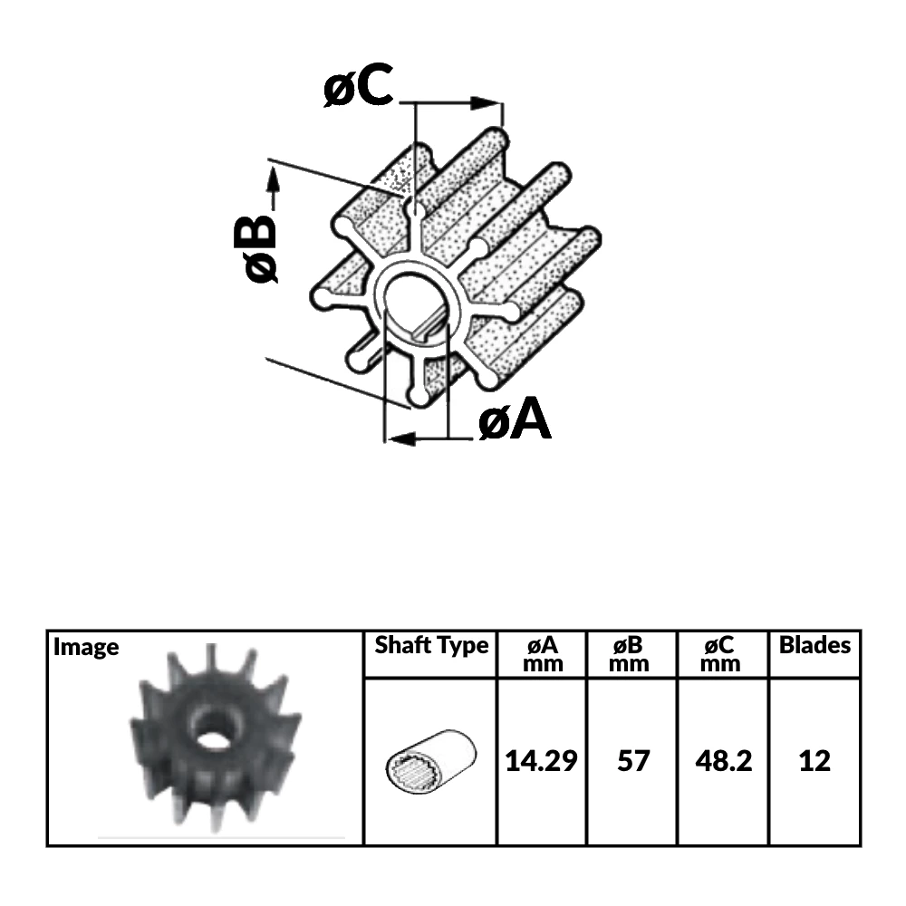 CEF Marine Impeller for Yanmar Diesel Engines - 119773-42600