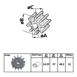 Force 4 Volvo Petrol & Diesel Engine Impeller - 57mm