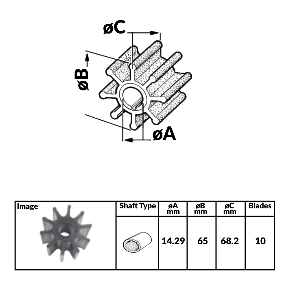 Impeller for Yanmar Diesel Engines - 119593-42200