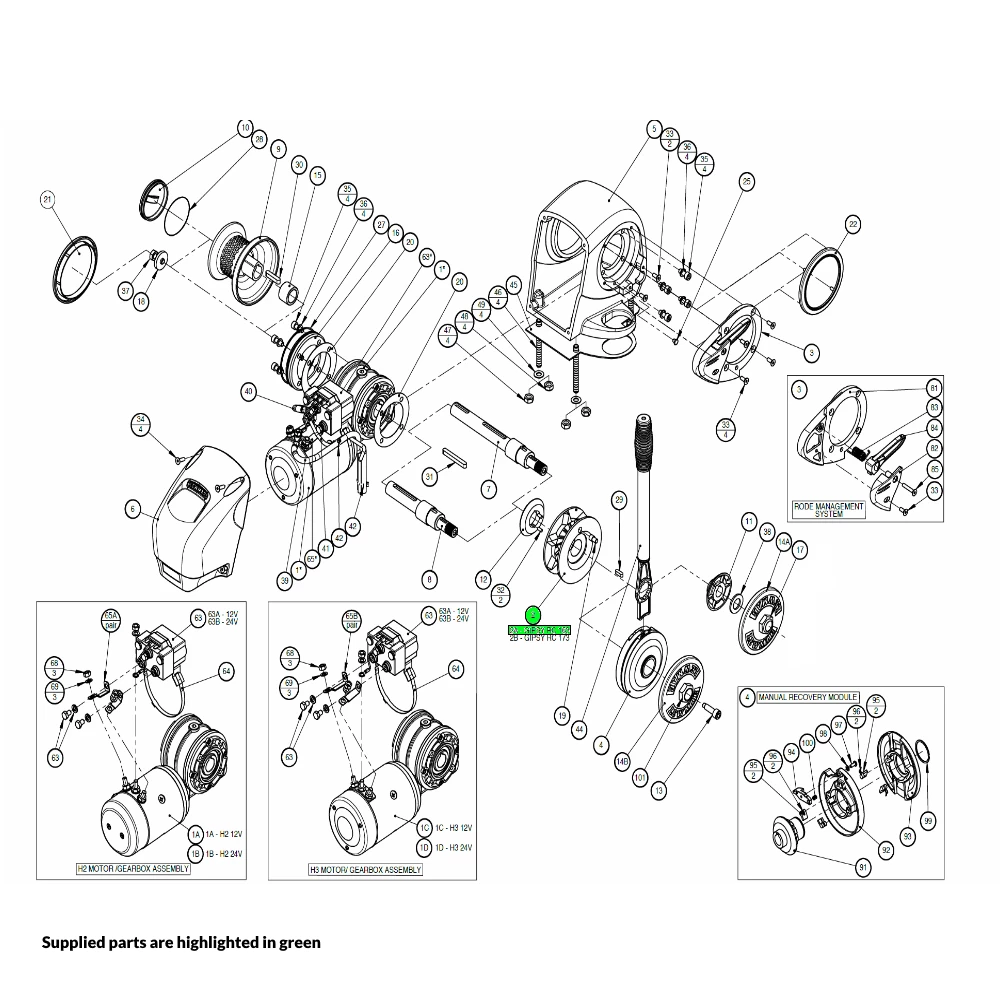 H2-H3 Windlass RC 10mm Gypsy Assembly RC163