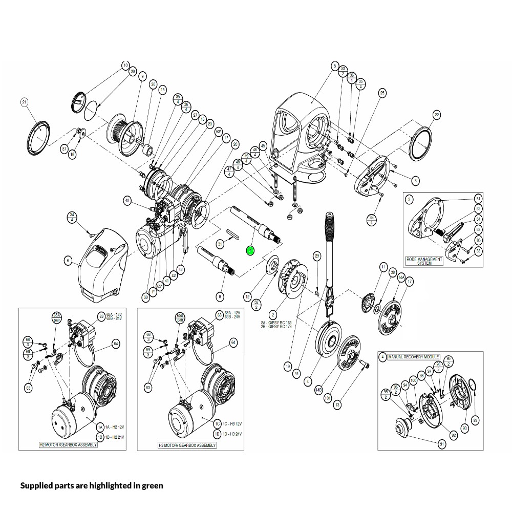 H2-H3 Windlass Mainshaft Gypsy-Drum