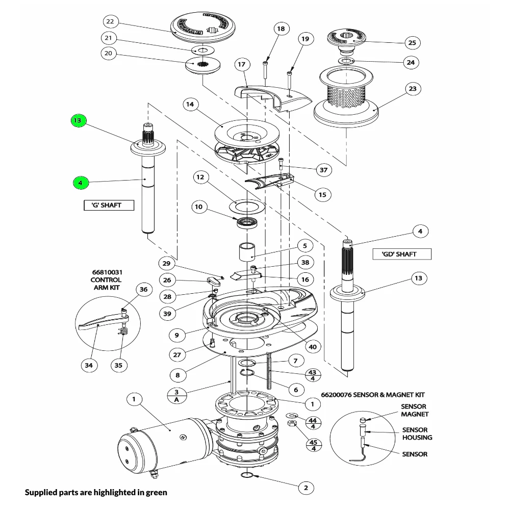 V4-V5 Windlass Mainshaft Assembly Gypsy Only