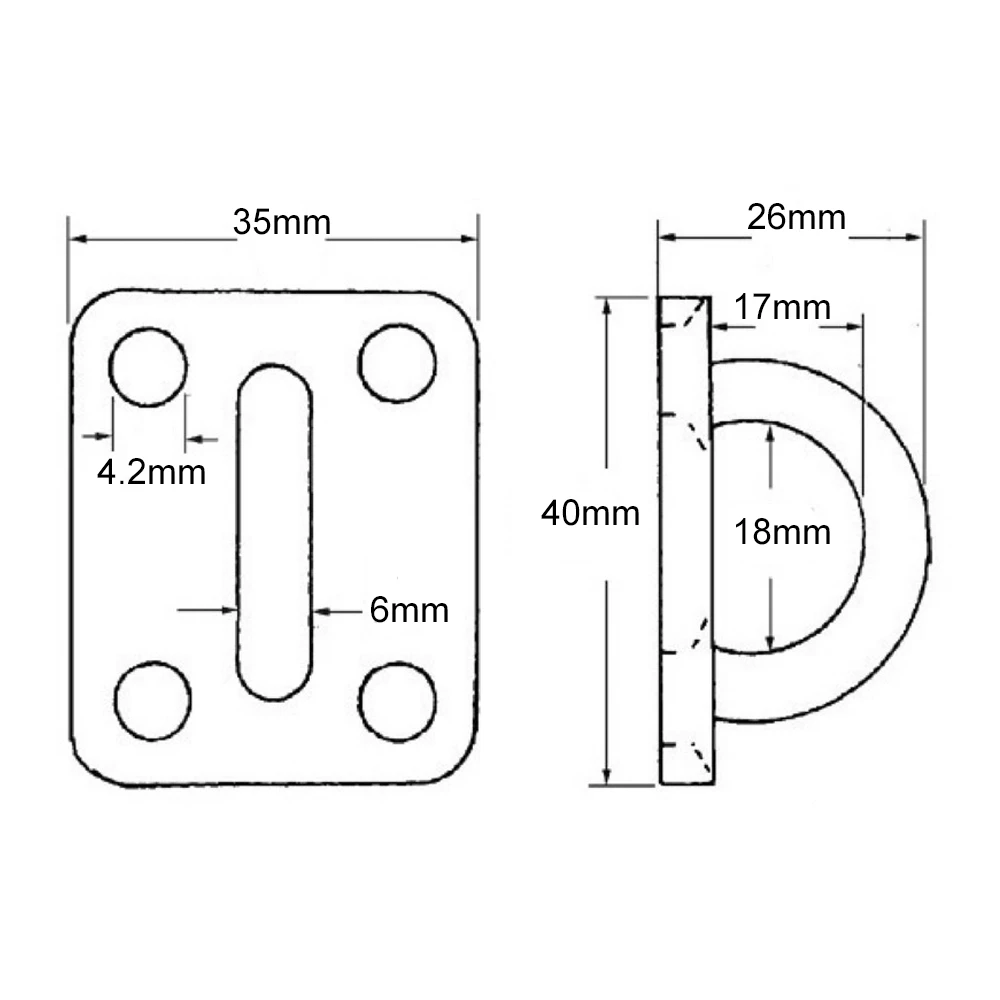 Stainless Steel 6mm Eye Plate 35x40mm