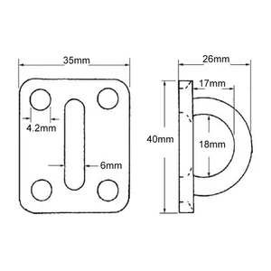 Force 4 Stainless Steel 6mm Eye Plate 35x40mm 