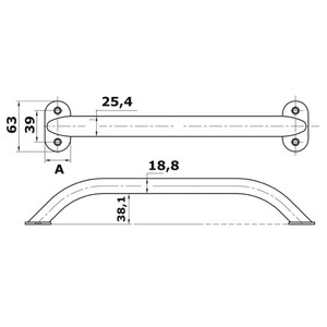 Oval Section Stainless Steel Handrail 600mm