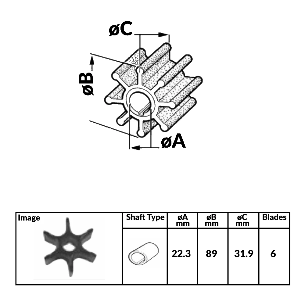 Outboard Engine Impeller Johnson/Evinrude 2 Stroke Engines V4/V6 4 Stroke Engines Sea Drive - 305