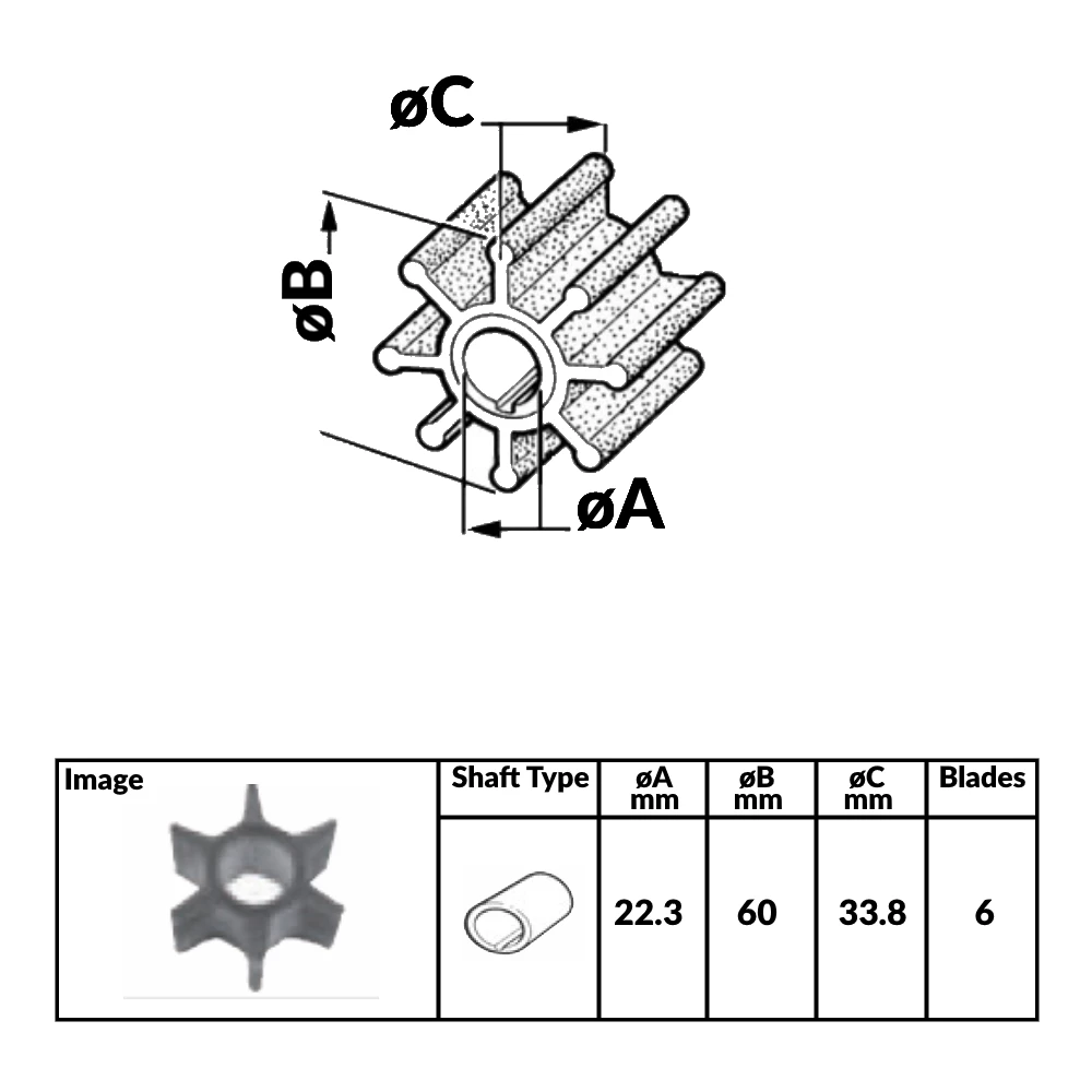 Force 4 Outboard Engine Impeller MERCURY/MARINER 66/225 HP