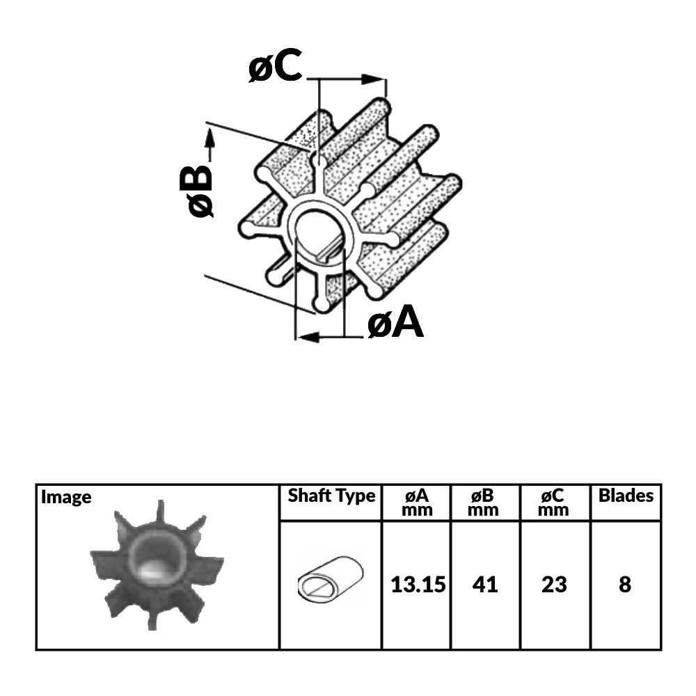 Outboard Engine Impeller HONDA 5/8 HP