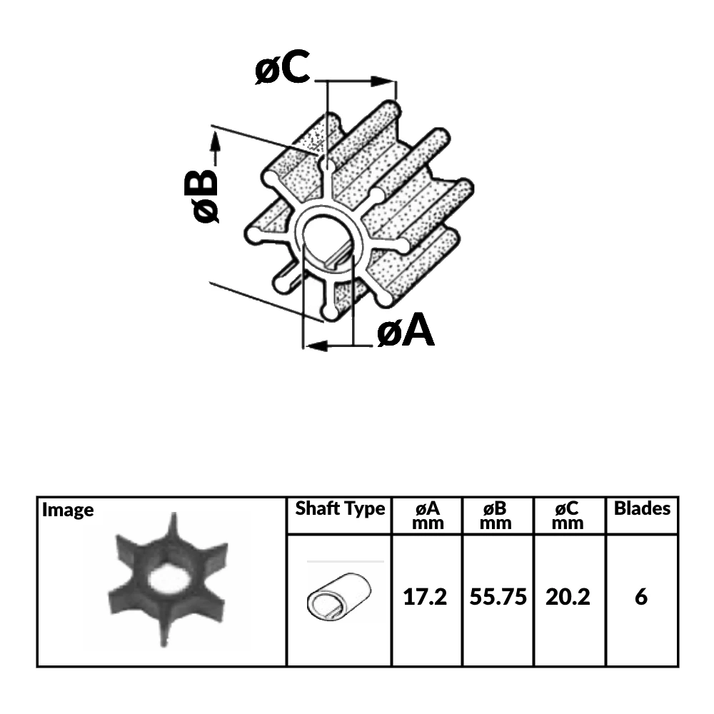 Outboard Engine Impeller Honda 4 Stroke Engines 20/25/30 HP