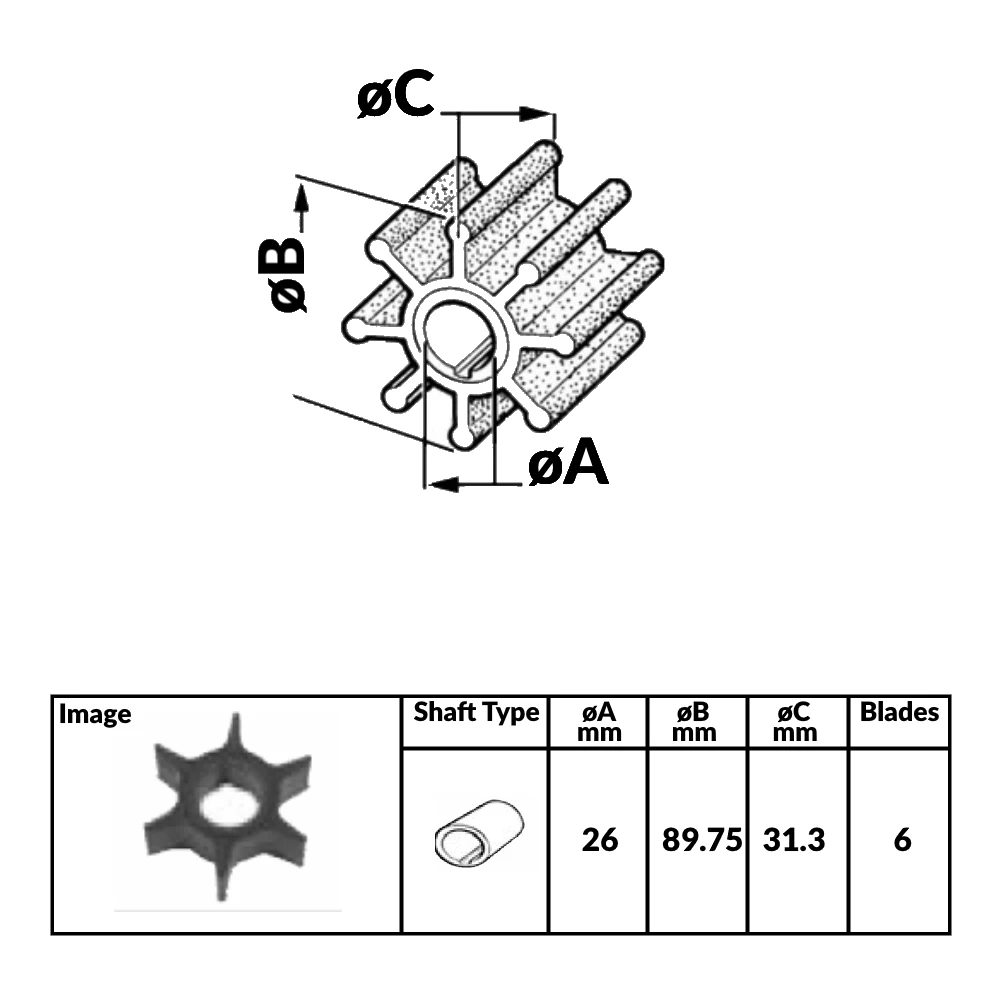 Force 4 Outboard Engine Impeller HONDA 175/225 HP