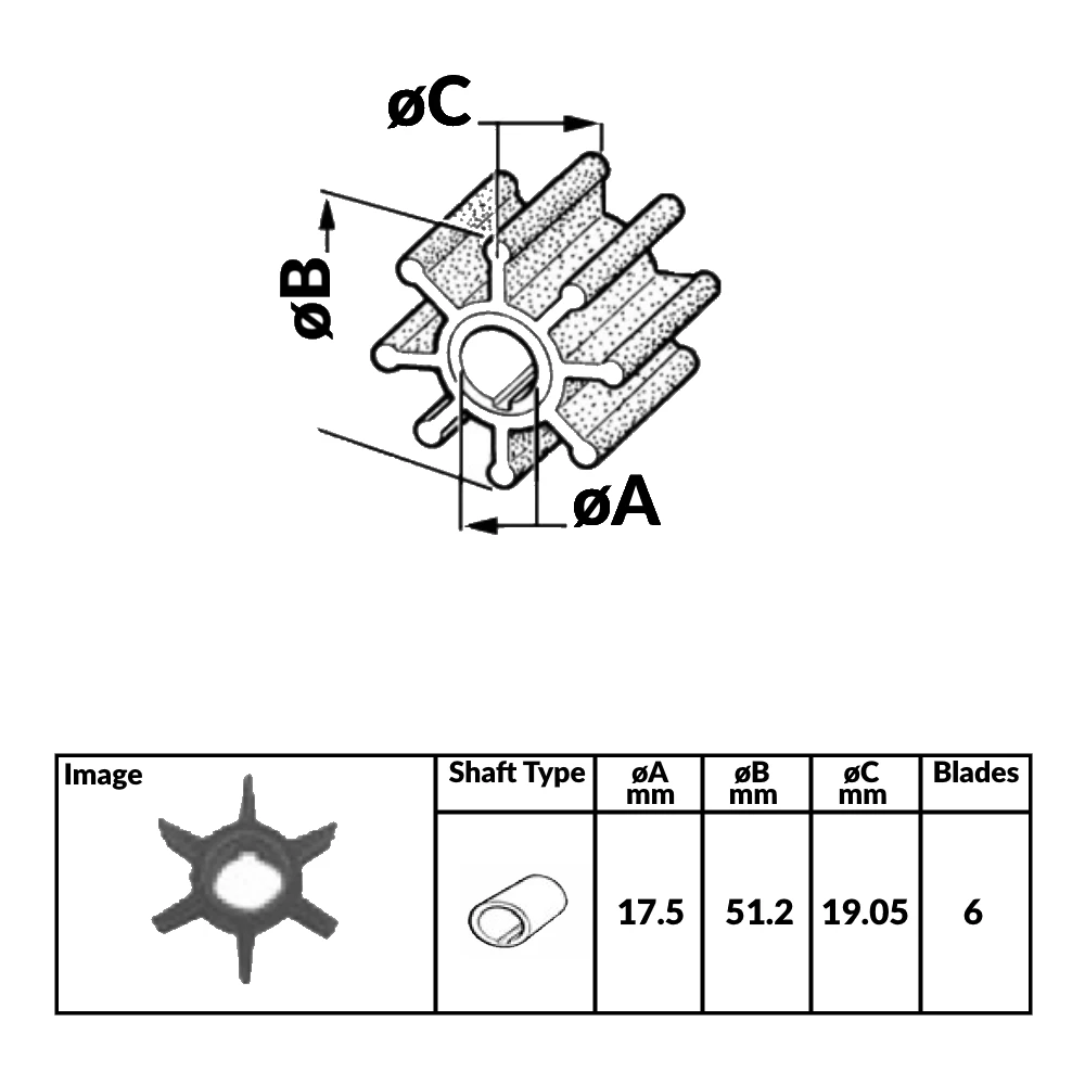 Outboard Engine Impeller Johnson & Evinrude 40/70hp 2-Stroke