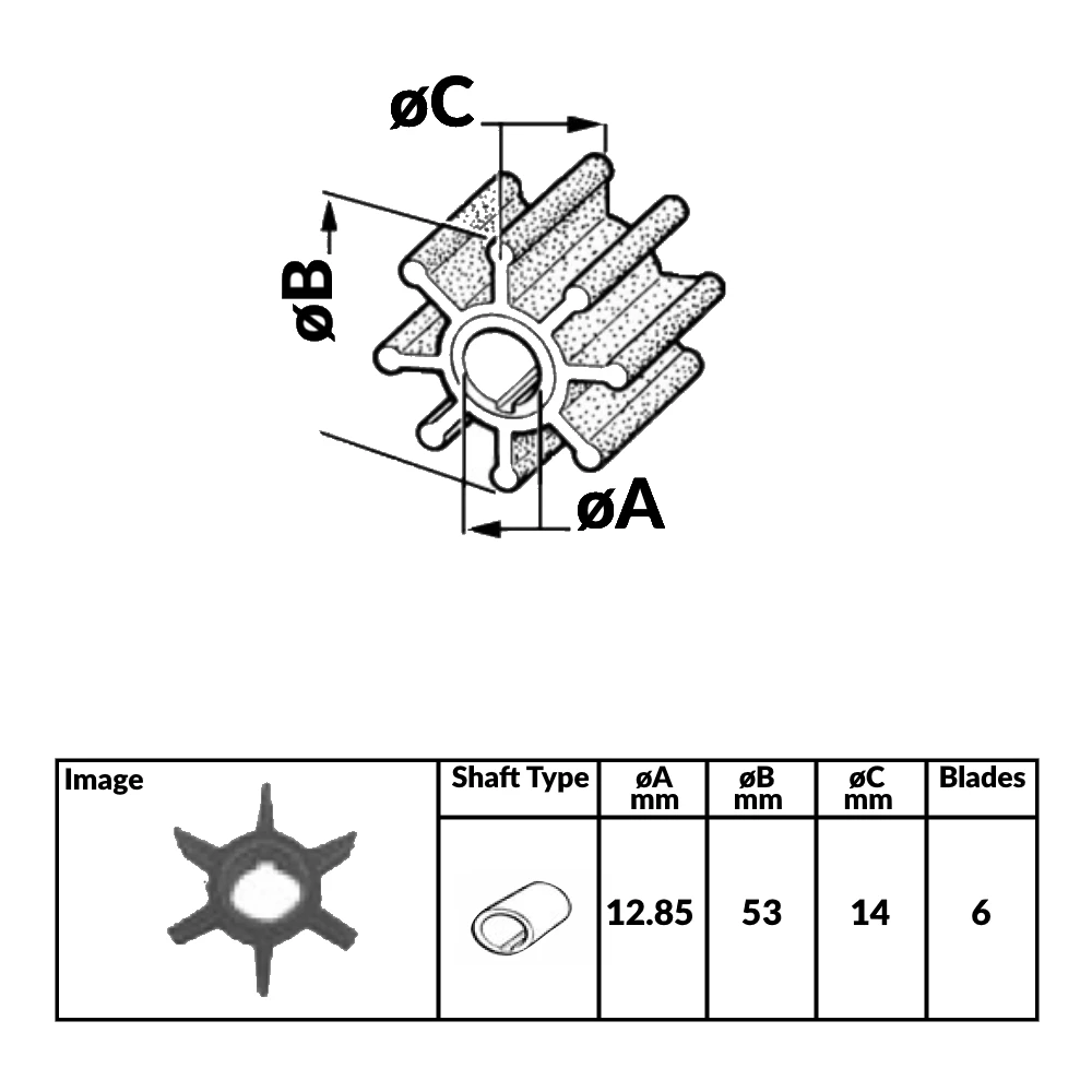 Outboard Engine Impeller YAMAHA/MARINER 9.9/15 HP