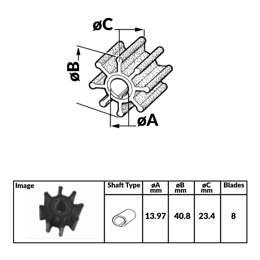 Outboard Engine Impeller TOHATSU 9.9/15/18 HP
