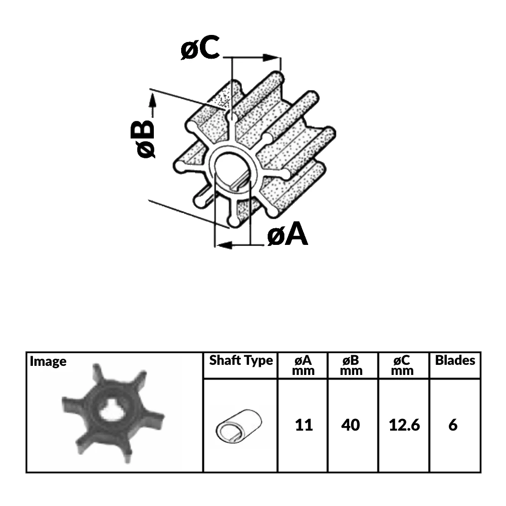 Force 4 Outboard Engine Impeller YAMAHA/MARINER 4/5 HP 