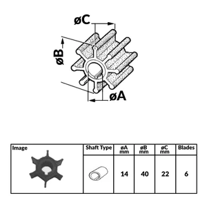 Force 4 Outboard Engine Impeller Mercury Mariner 2 Stroke Engines 8/15HP & 6/8 HP 