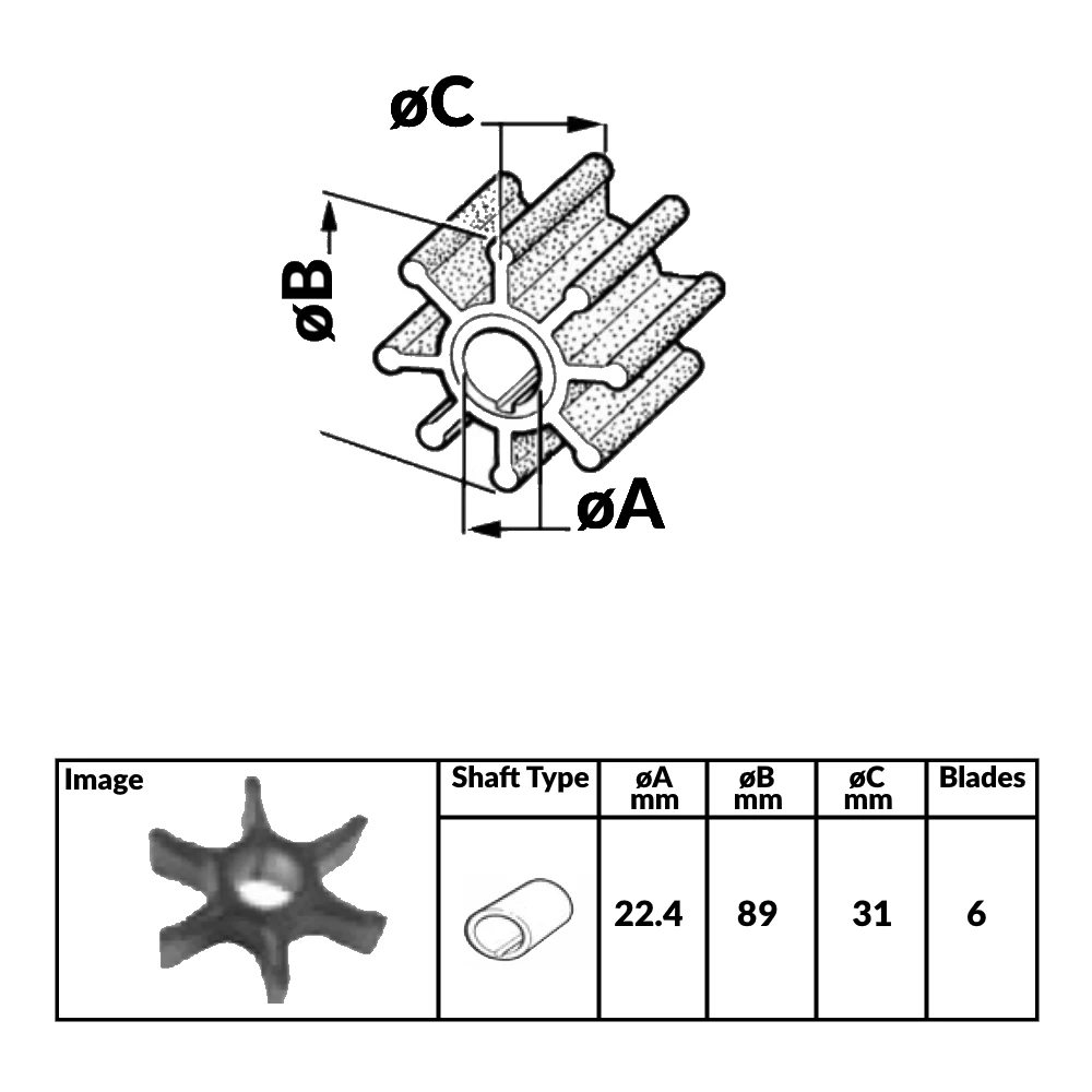 Outboard Engine Impeller YAMAHA 115/300 HP
