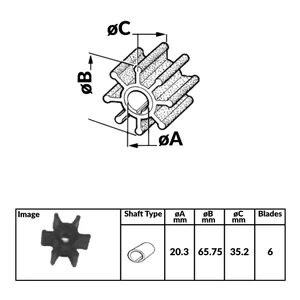 Force 4 Outboard Engine Impeller TOHATSU 60/140 HP