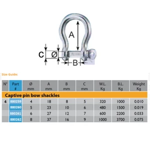 Wichard Captive Pin Bow Shackle 