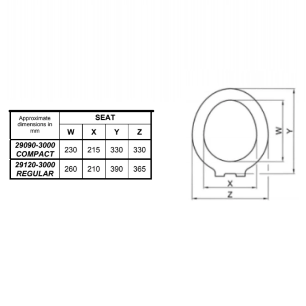 Seat, Lid & Hinges for Regular Manual Toilet (Pre 2018)