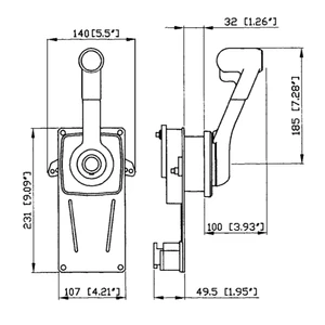 Ultraflex Single Lever Side Mount Control - Motorboat