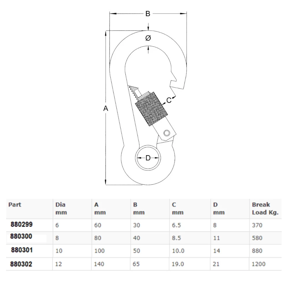  Carbine Hook With Eye And Screw Lock