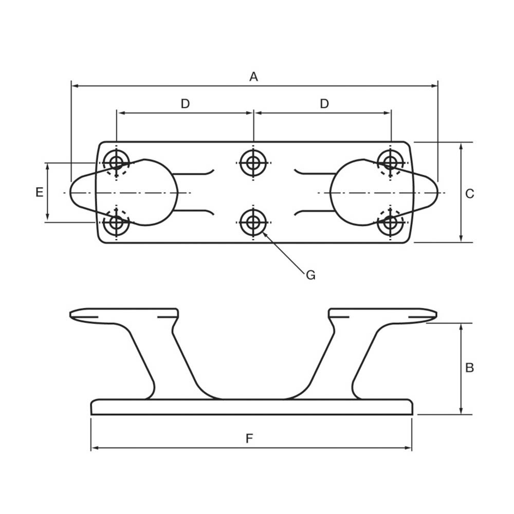 Aluminium Bollard Cleat Raked 200mm