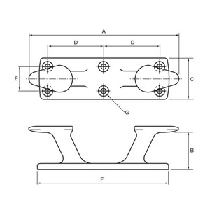 Aluminium Bollard Cleat Raked 200mm