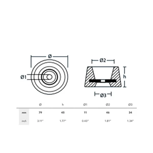 Tecnoseal Zinc Bow Thruster Anode - Vetus Washer