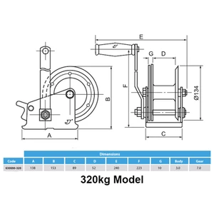 Maypole Trailer Winch With Strap and Hook 